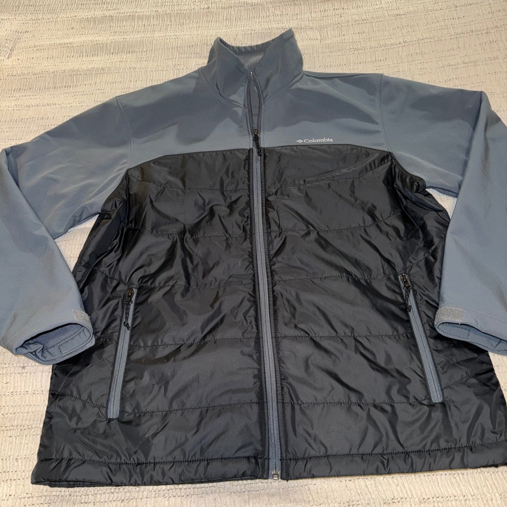 Columbia Mens Hybrid Quilted Softshell Full Zip Jacket Grey Black Large